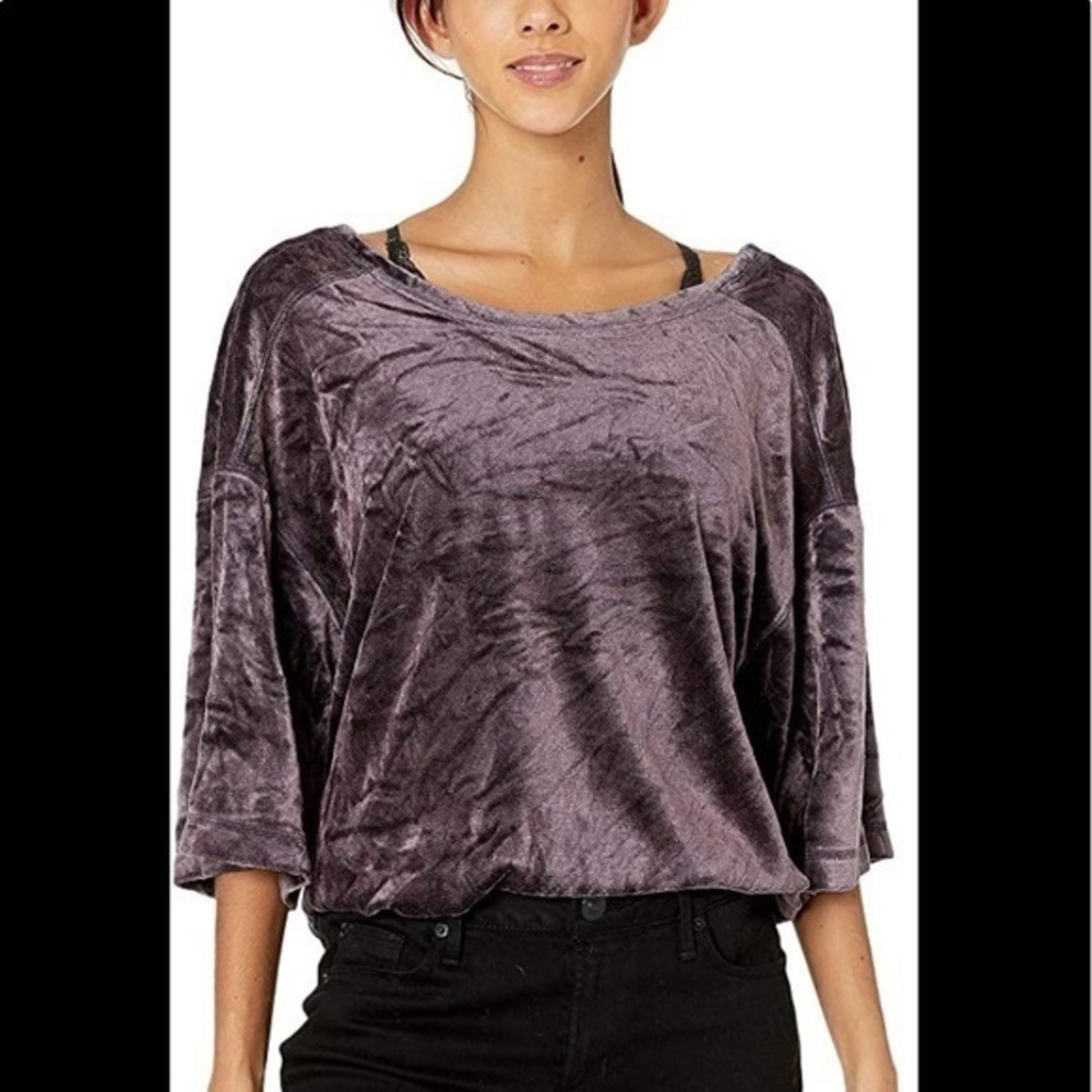 We The Free cropped open back velvet top. Color is pink first pic for reference